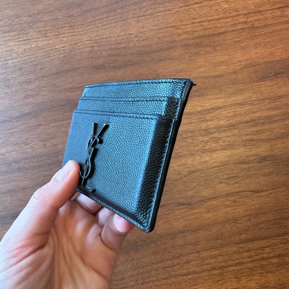 Saint Laurent ‘YSL’ Monogrammed Black Leather Card Holder - Picture 4 of 4